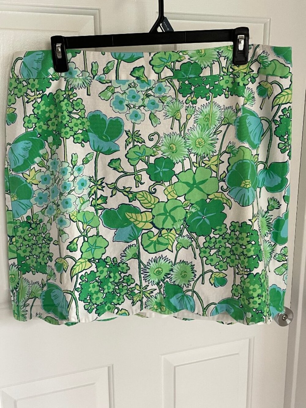Talbots Green/Turquoise/White Scalloped Hem Skirt – Size 18W